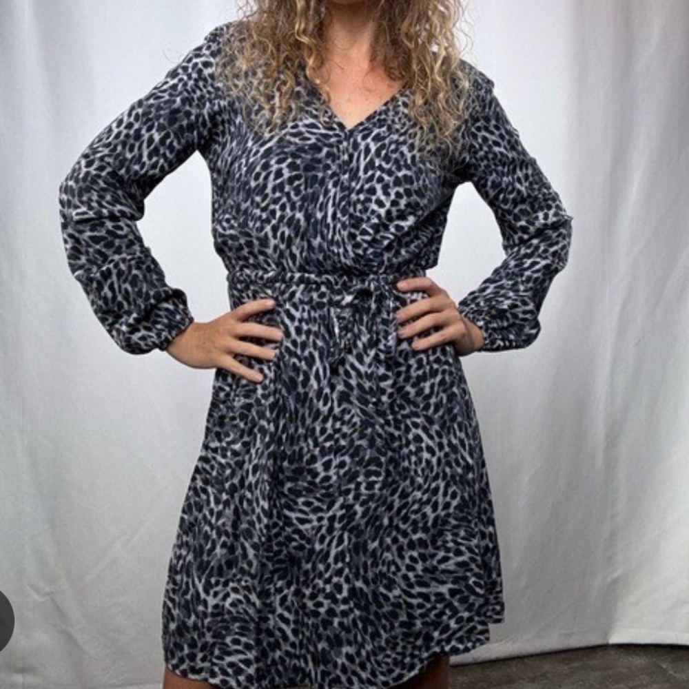 Bella Dahl Leopard Print Long Sleeve Dress size S